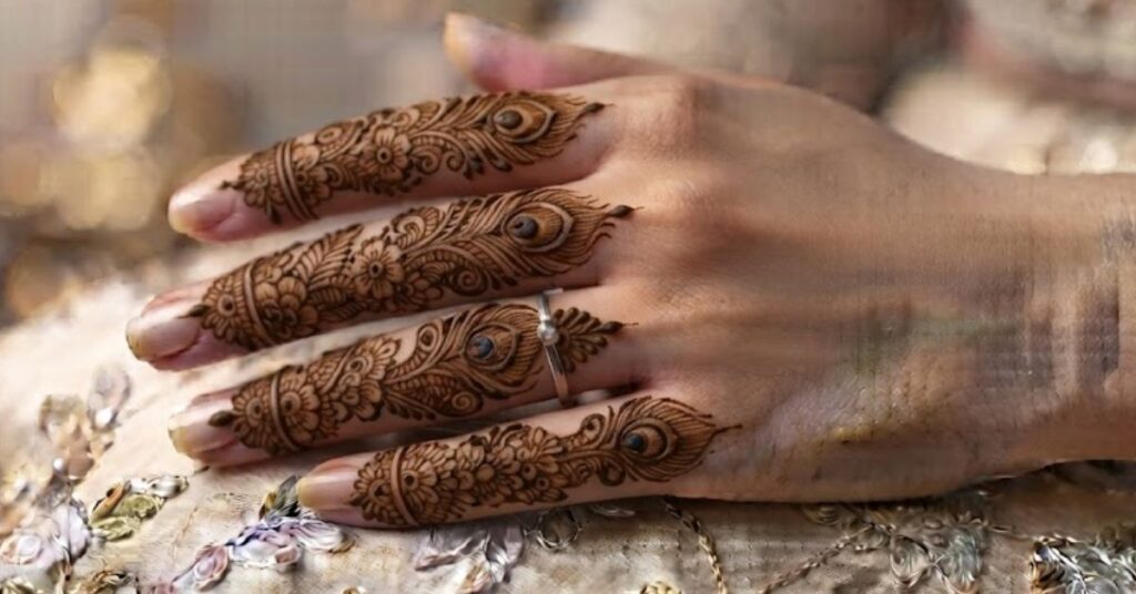 Peacock royal finger mehndi design