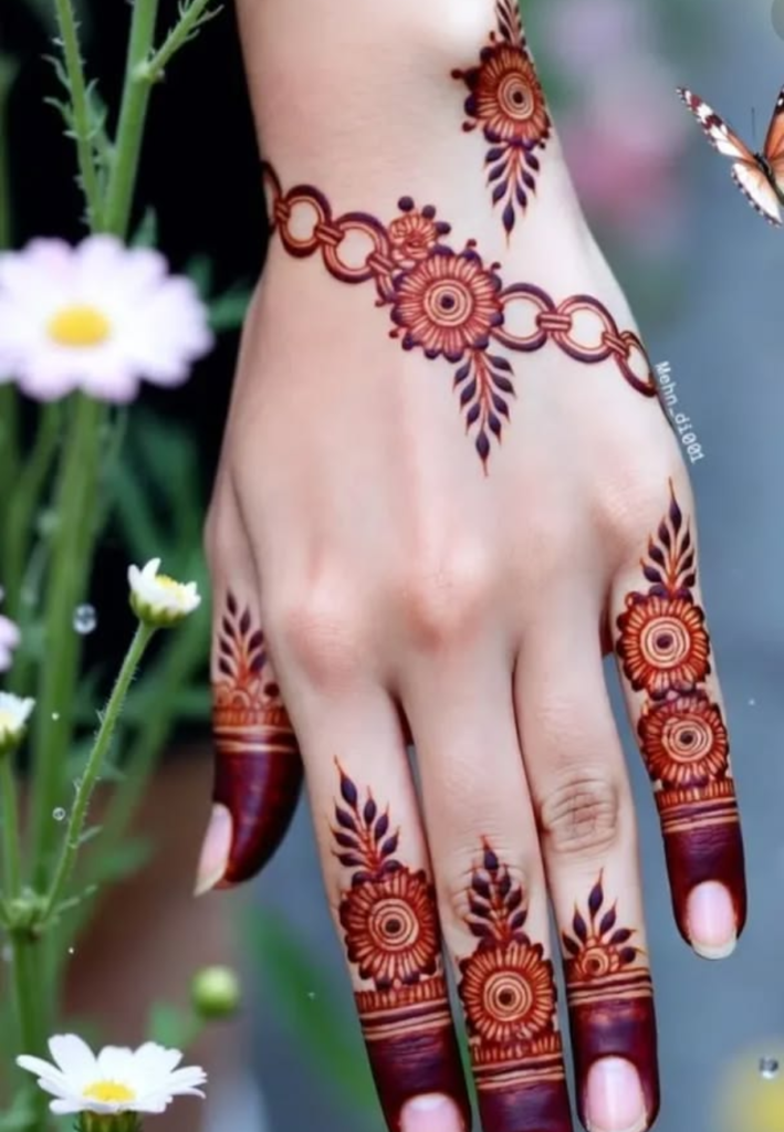 ring finger mehndi design for beginners simple henna pattern with minimal floral and ring style decoration on fingers elegant easy mehndi art for beginners