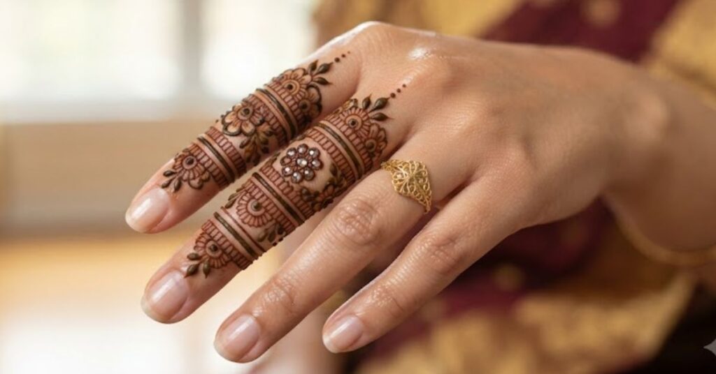 Jewelry inspired ring style one finger mehndi design