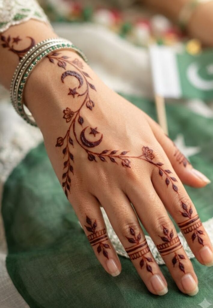 Simple 14 August Mehndi Designs for College Girls with minimal patriotic henna patterns and elegant finger details