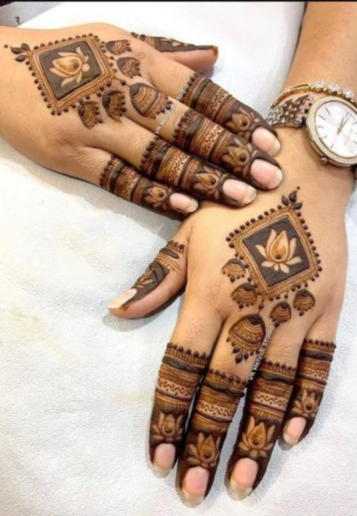 Simple Karwa Chauth mehndi designs with elegant and minimal henna patterns on hands for a festive look.