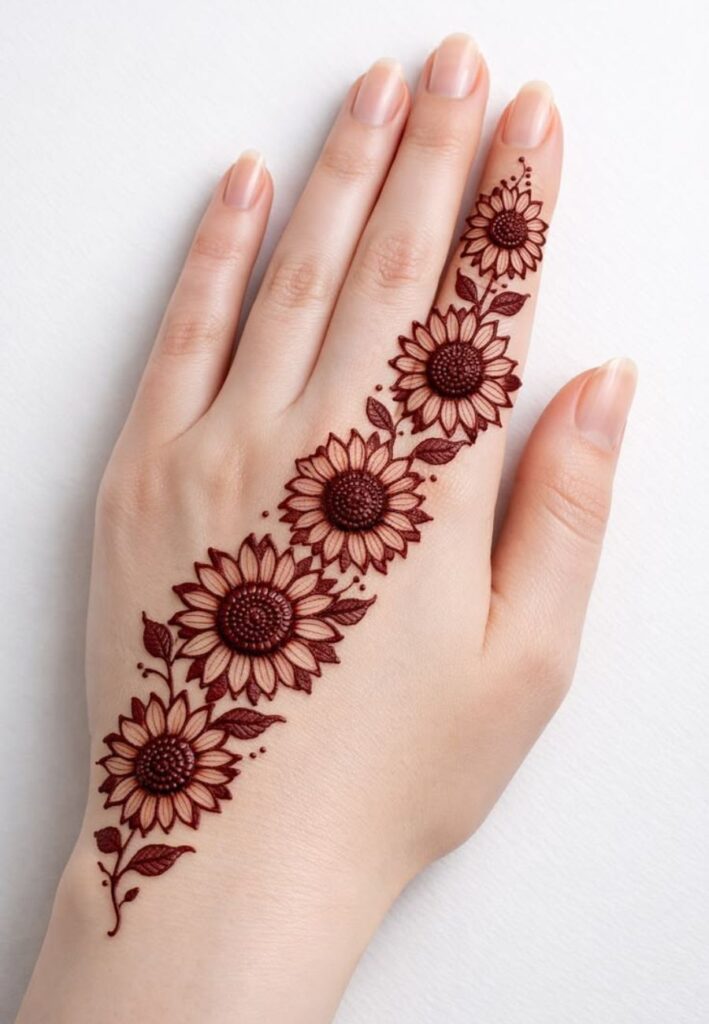 Small sunflower mehndi design