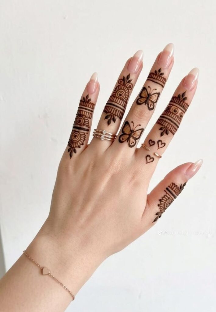 Stylish Finger Mehndi Designs for Rabi al-Awwal with elegant floral Arabic henna patterns 2026