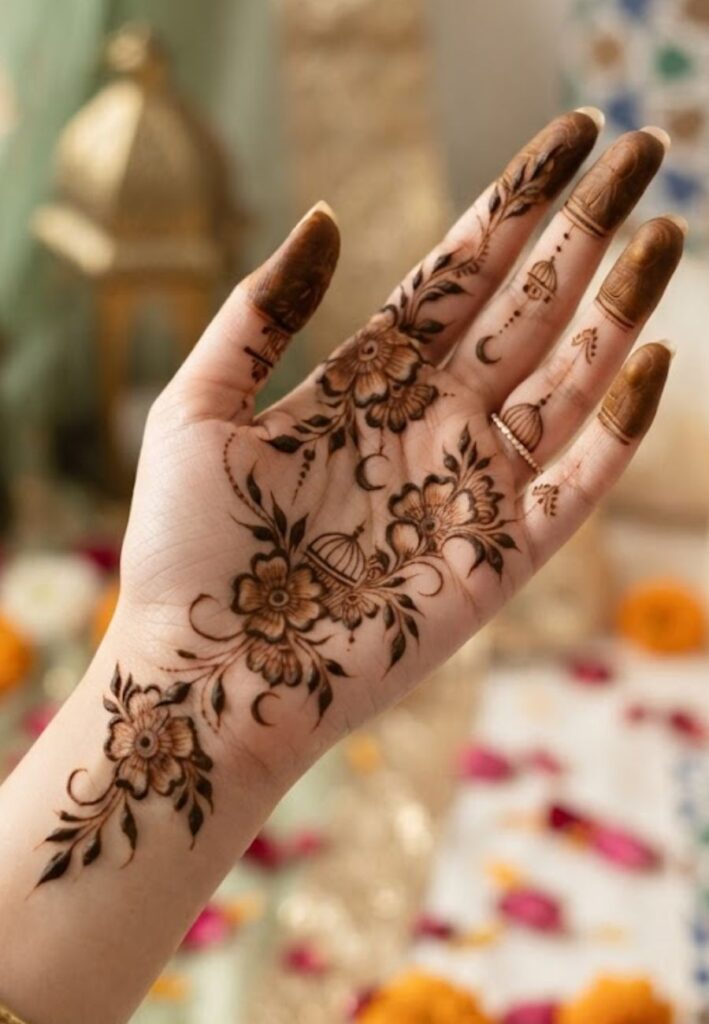 Islamic festival inspired mehndi design for Rabi al-Awwal celebration