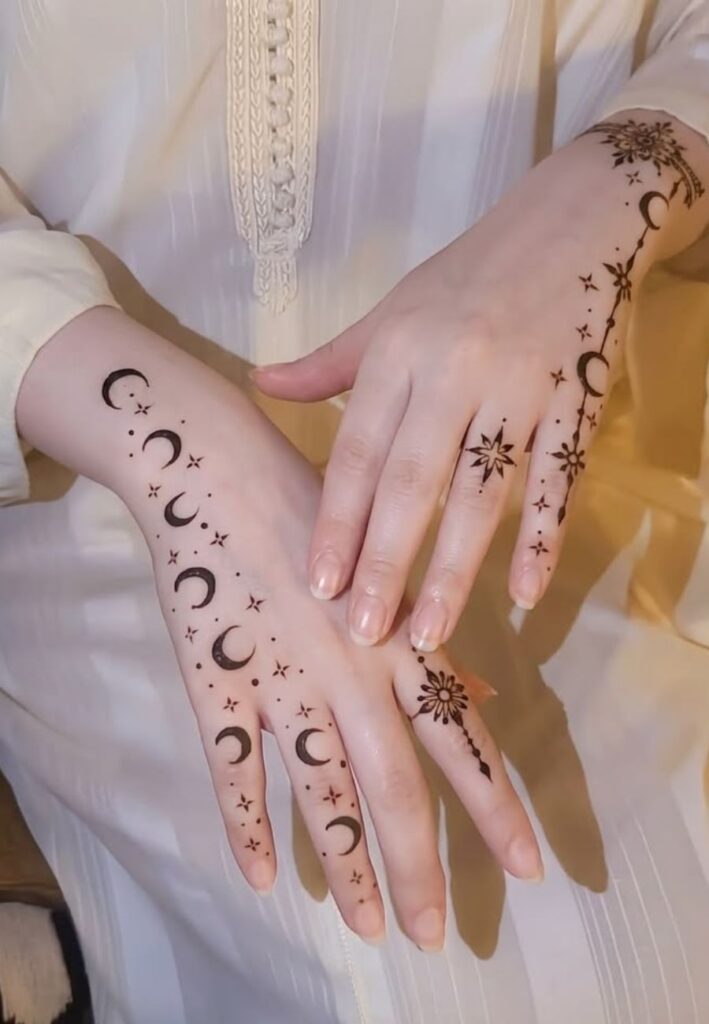 Moon and star Cute Small Mehndi Designs