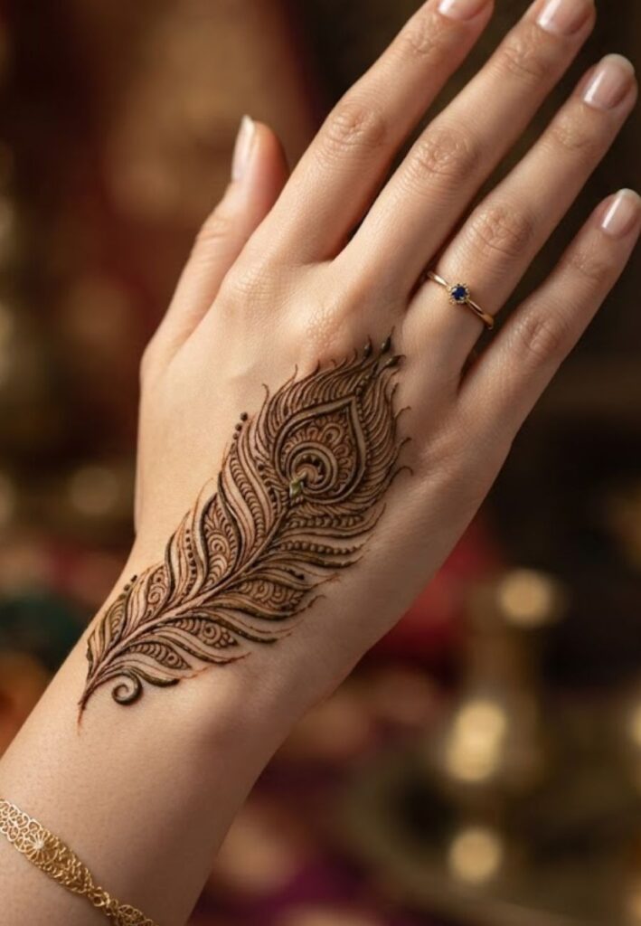 Tiny peacock feather mehndi