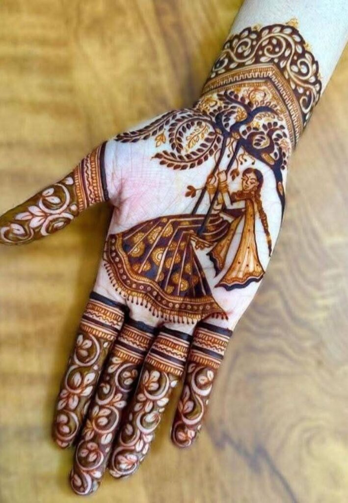 Traditional Indian Festival Mehndi Designs for Hariyali Teej 2026 featuring elegant cultural henna artwork