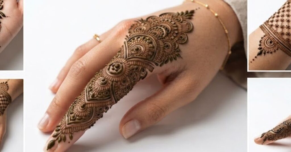 Simple one finger mehndi design showing minimal henna art style