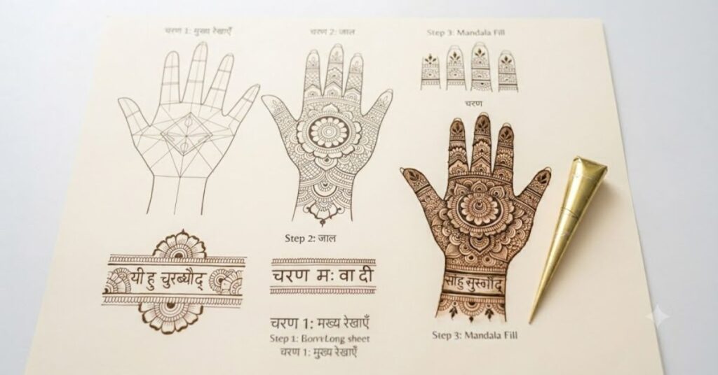 Indian festival celebration with traditional Guru Purnima mehndi and cultural decorations