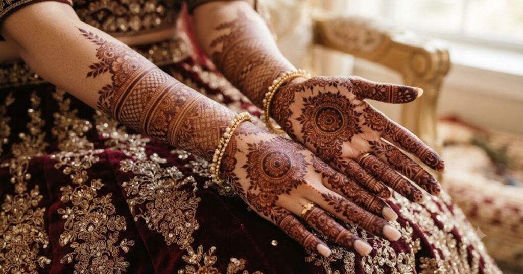 Traditional Pakistani Mehndi Patterns with detailed floral artwork