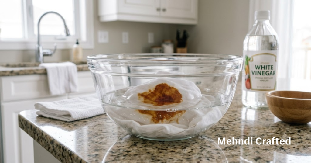 White vinegar solution for removing henna stains from fabric