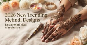 2026 New Trending Mehndi Designs featuring latest henna ideas, modern floral patterns, Arabic mehndi styles, and elegant hand designs