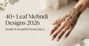 40+ Leaf Mehndi Designs 2026 featuring simple and beautiful leaf-inspired henna designs