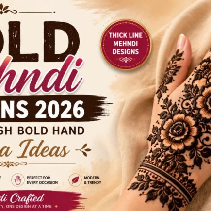 Bold Mehndi Designs 2026 featuring stylish thick-line floral hand henna patterns