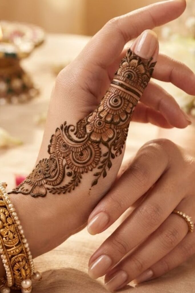 Bridal Thumb Mehndi Designs 2026 with Elegant Floral and Traditional Henna Patterns