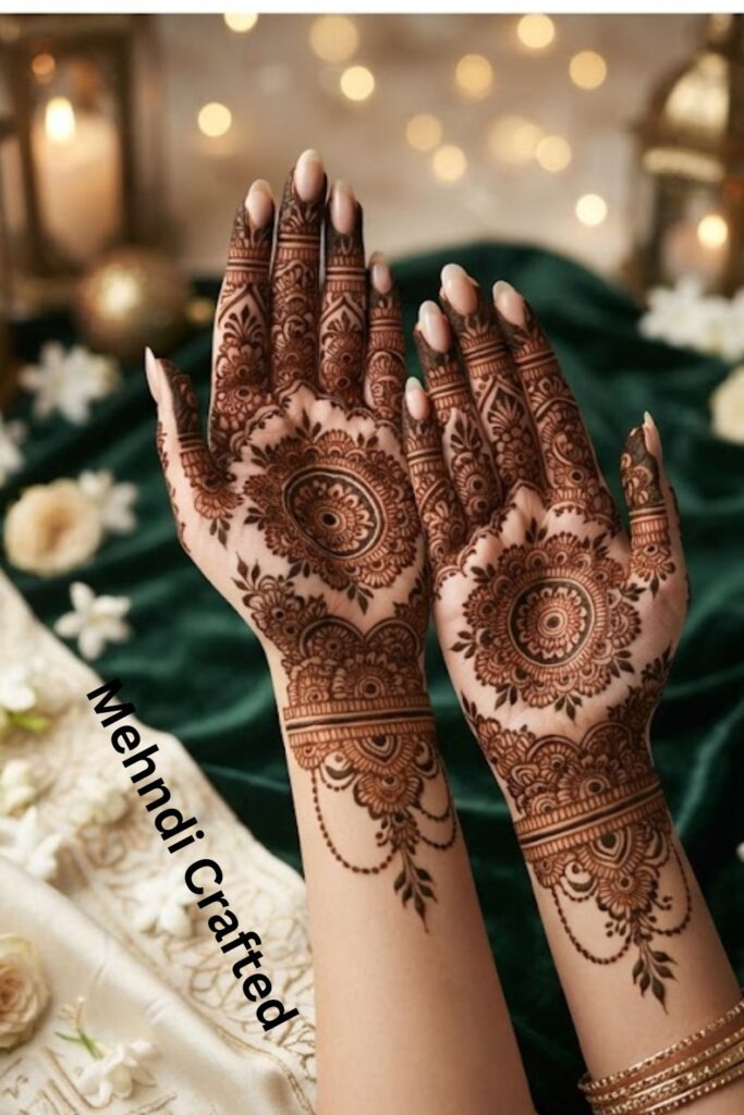 Elegant Mehndi for Married Women featuring sophisticated floral, paisley, and jewelry-inspired henna designs
