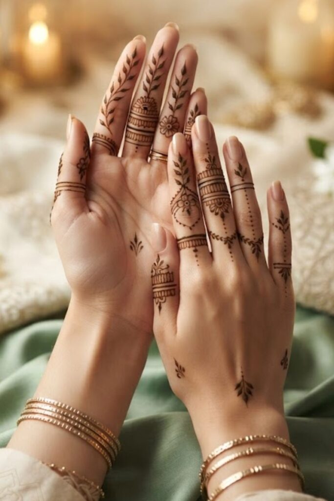 Finger Eid Milad un Nabi Mehndi Trends 2026 featuring minimalist Arabic finger henna and elegant floral patterns