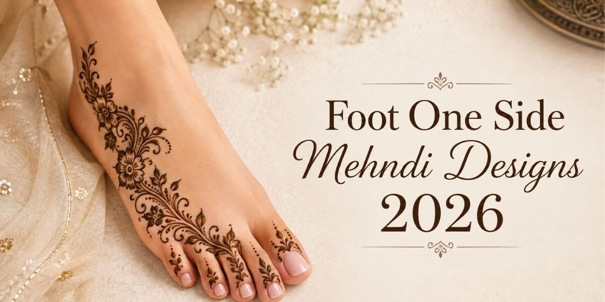 Foot One Side Mehndi Designs 2026 featuring an elegant Arabic floral foot henna pattern