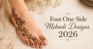 Foot One Side Mehndi Designs 2026 featuring an elegant Arabic floral foot henna pattern