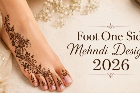 Foot One Side Mehndi Designs 2026 featuring an elegant Arabic floral foot henna pattern