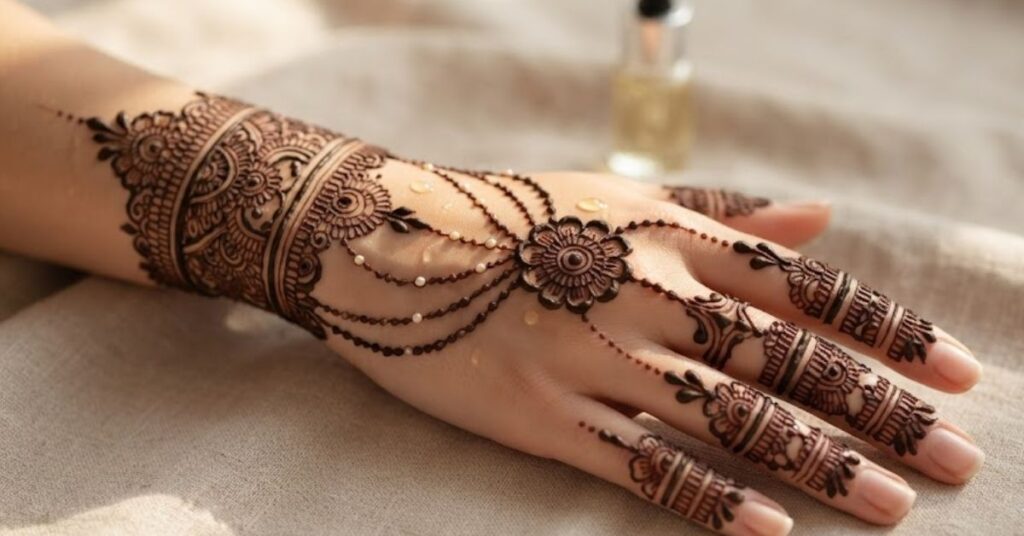 How to Take Care of Jewelry Style Mehndi Designs with beautiful henna aftercare tips, bracelet mehndi patterns, and long-lasting stain care