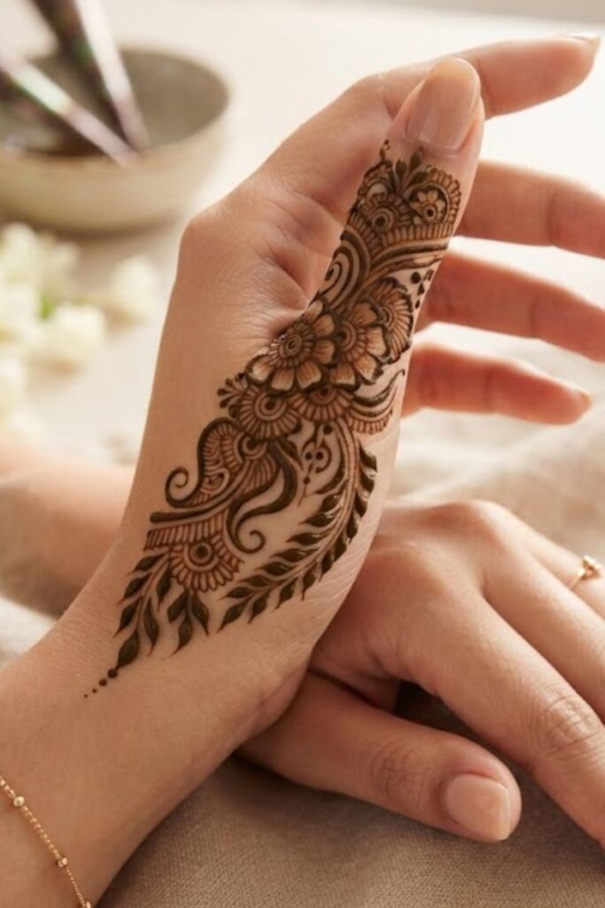 Indo-Arabic Thumb Mehndi Designs with Elegant Floral and Flowing Henna Patterns