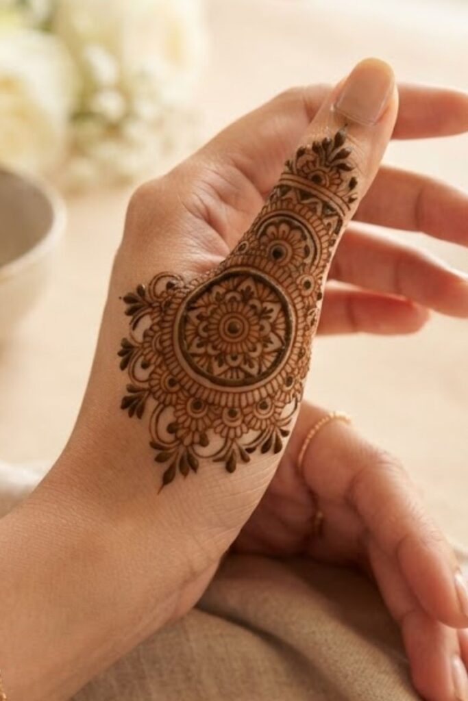 Mandala Thumb Mehndi Designs with Beautiful Circular Henna Patterns and Fine Details