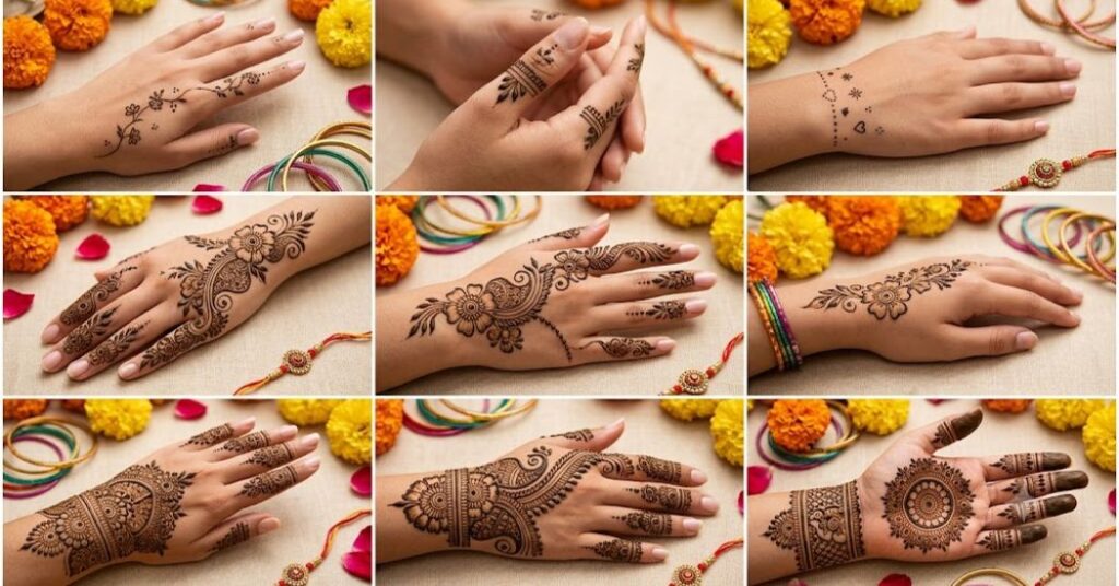 Simple Rakhi Mehndi Designs for different age groups with elegant and easy henna patterns