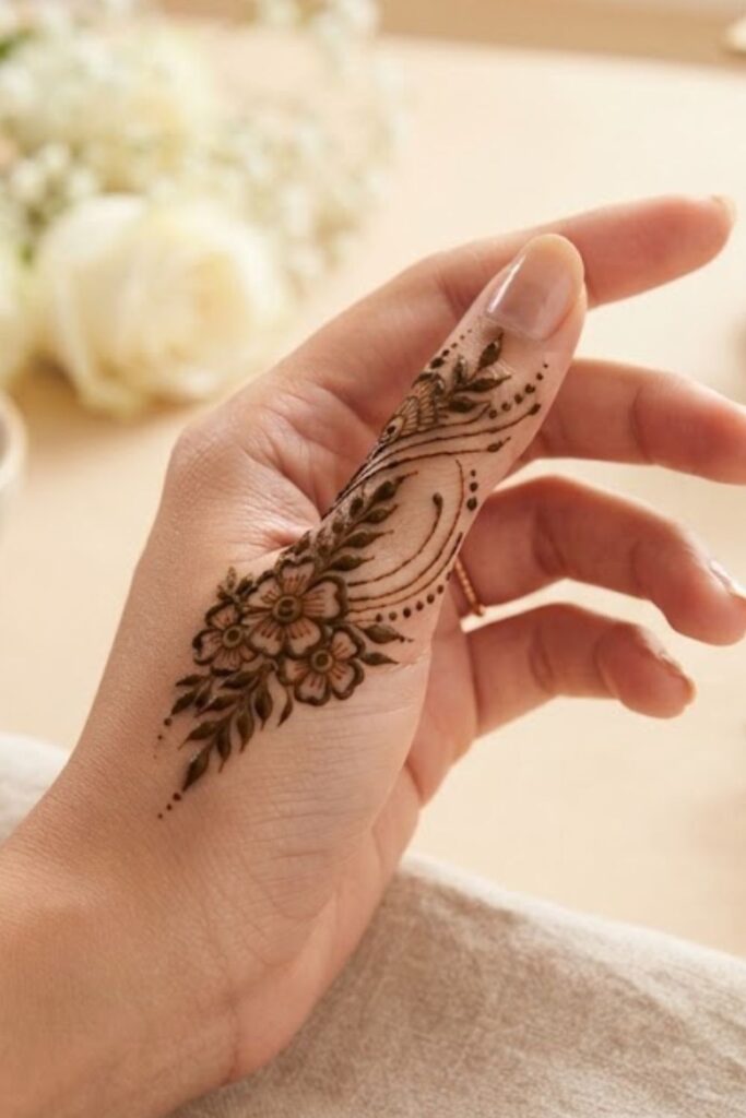 Simple Floral Thumb Mehndi Designs with Beautiful Flower and Leaf Henna Patterns