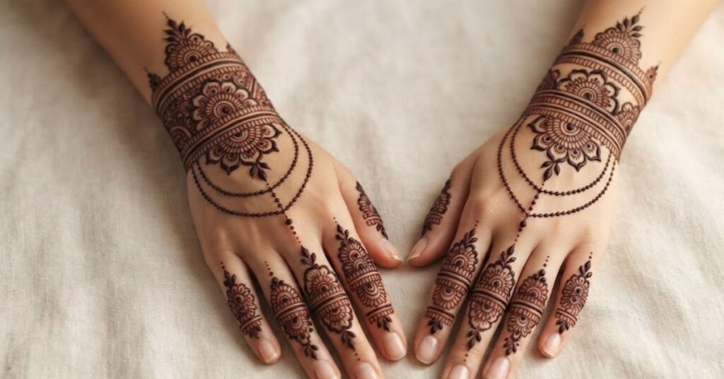 Trending Jewelry Style Mehndi Designs 2026 with modern bracelet mehndi designs, floral jewelry patterns, and elegant henna art on female hands