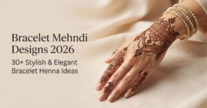 Bracelet Mehndi Designs 2026 featuring an elegant floral bracelet henna design on the wrist