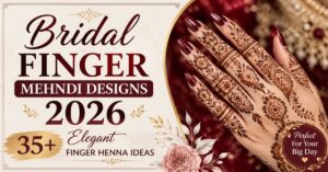 Bridal Finger Mehndi Designs 2026 featuring an elegant full finger henna design