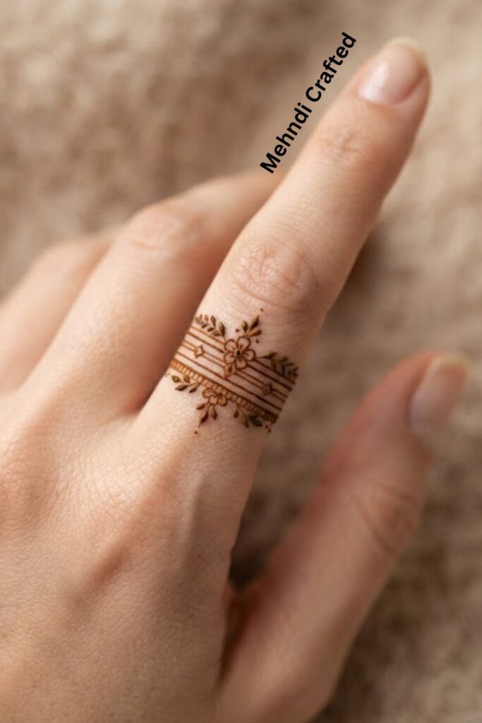 Finger Bracelet Band Henna Design with a delicate jewelry-inspired henna band