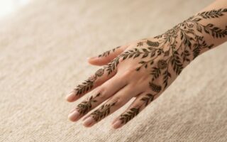 Leafy Mehndi Designs 2026 with elegant leafy vine pattern