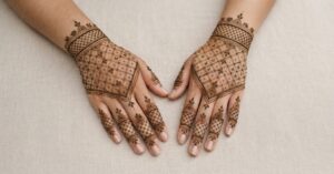 Net Mehndi Designs 2026 featuring an elegant diamond-pattern henna design