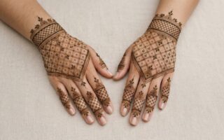 Net Mehndi Designs 2026 featuring an elegant diamond-pattern henna design