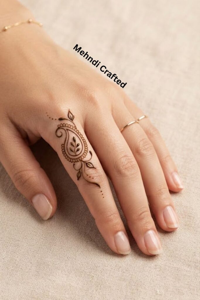 One Line Paisley Mehndi Design with a delicate minimalist paisley pattern