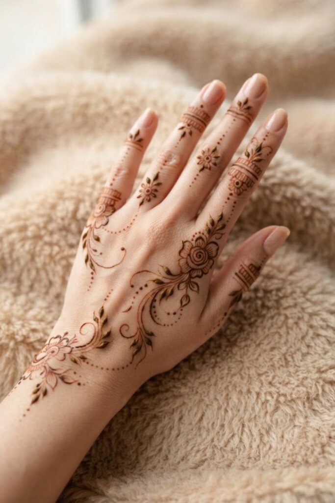 Simple Bengali Mehndi Designs 2026 with modern floral vines and minimal details
